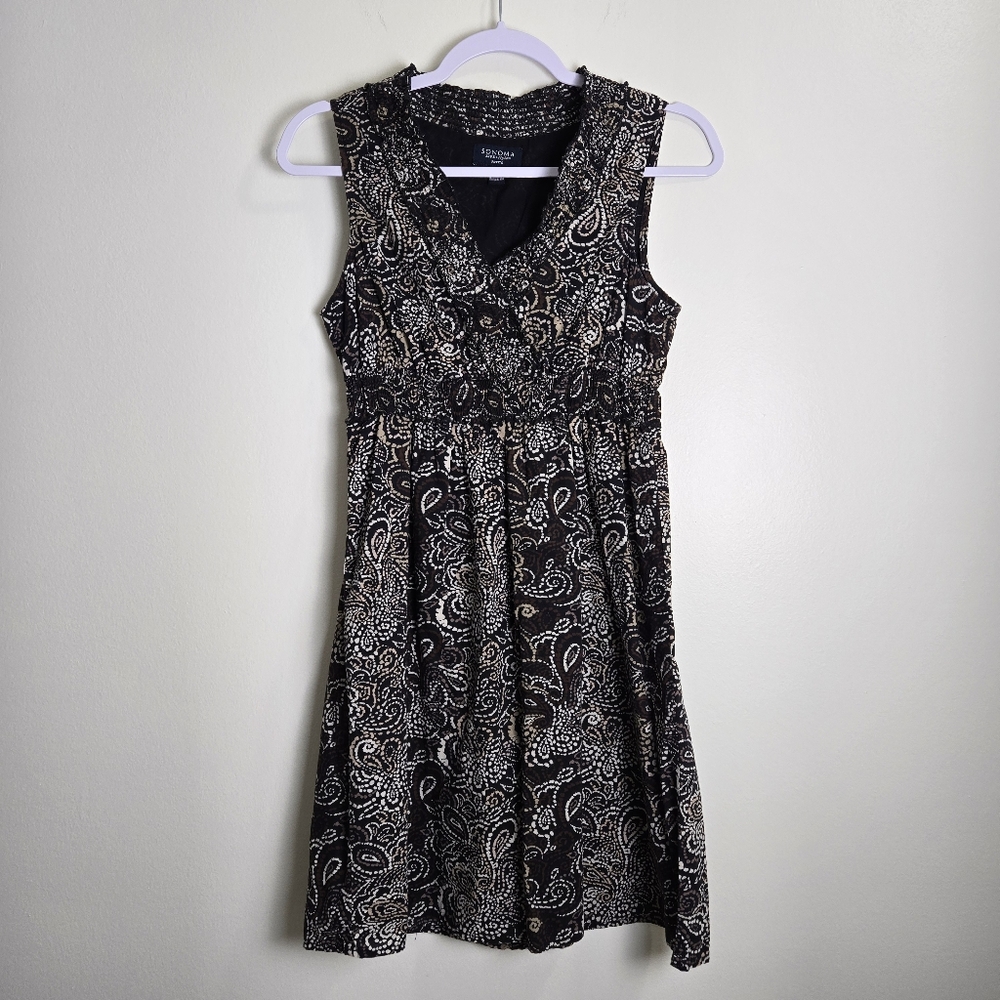 SONOMA Boho Paisley Abstrack V neck‎ Dress S Petite